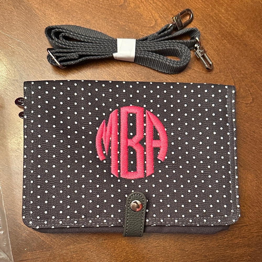 Thirty-One Charcoal Swiss Dot Crossbody NWT